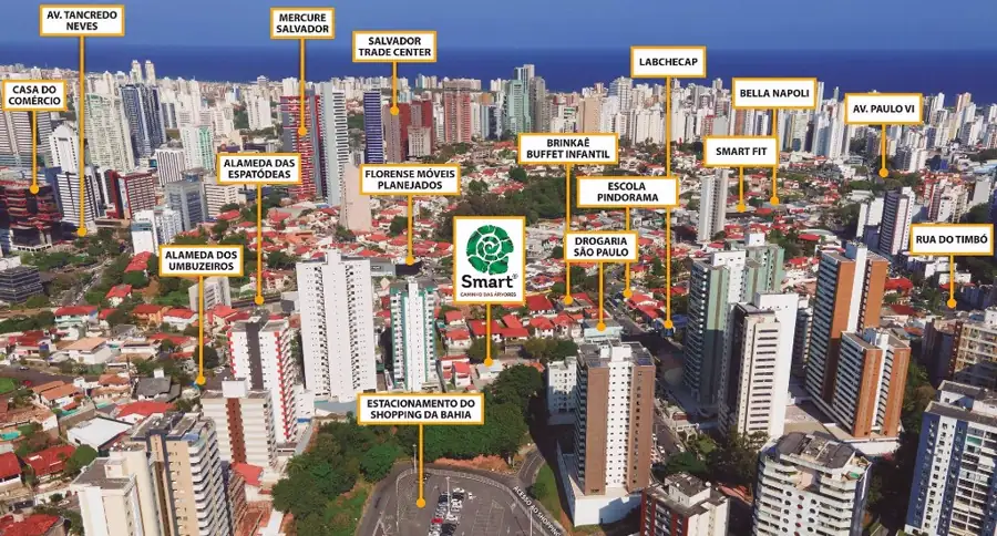 Mapa do Smart Caminho das Árvores no Caminho das Árvores, Salvador, no eixo da Tancredo Neves